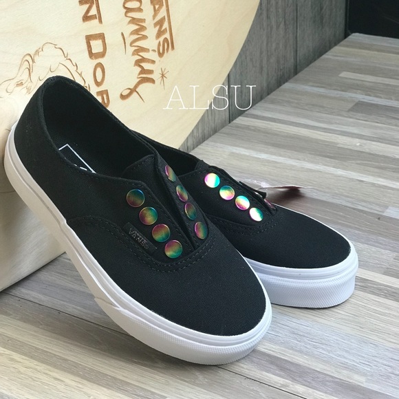 VANS Authentic Gore Rainbow🌈Eyelet Black Kid’s - Picture 2 of 7